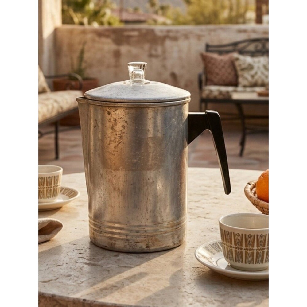 Vintage Chilton Ware 7 Cup Aluminum Percolator - Silver Coffee Pot - Complete